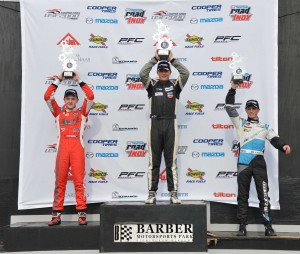 USF2000 race 6 podium from Cooper Tires Winterfest at Barber Motorsport Park