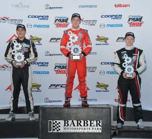 USF2000 race 5 podium at Cooper Tires Winterfest at Barber Motorsport Park